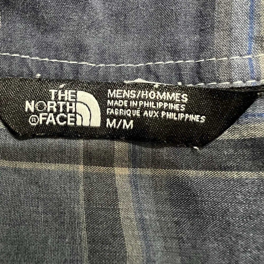 The North Face‎ Blue Plaid Snap Button Shirt Men's Size Medium Casual Outdoor